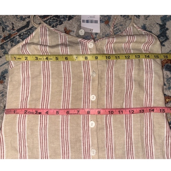 NWT Forever 21 Button Front Mini Woven Sundress Striped Linen Rayon - Picture 6 of 7